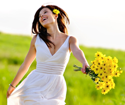 Femme Bouquet Marguerite Jaune DR