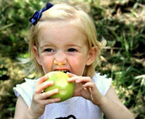 Enfant mange pomme Flora